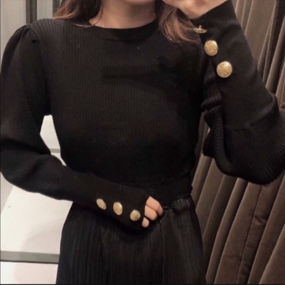 zara gold button sweater